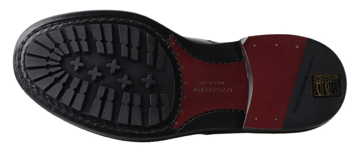 Schwarze Leder Herren Kurzstiefel Schnürschuhe