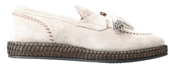 Elfenbeinfarbene Wildleder Herren Espadrille Schuhe