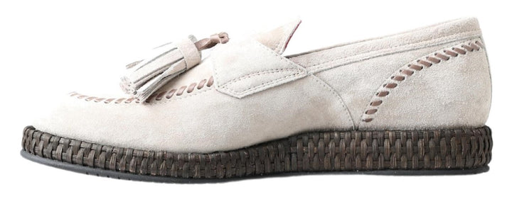 Elfenbeinfarbene Wildleder Herren Espadrille Schuhe