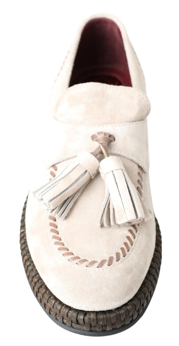 Elfenbeinfarbene Wildleder Herren Espadrille Schuhe