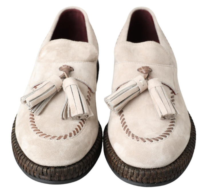 Elfenbeinfarbene Wildleder Herren Espadrille Schuhe