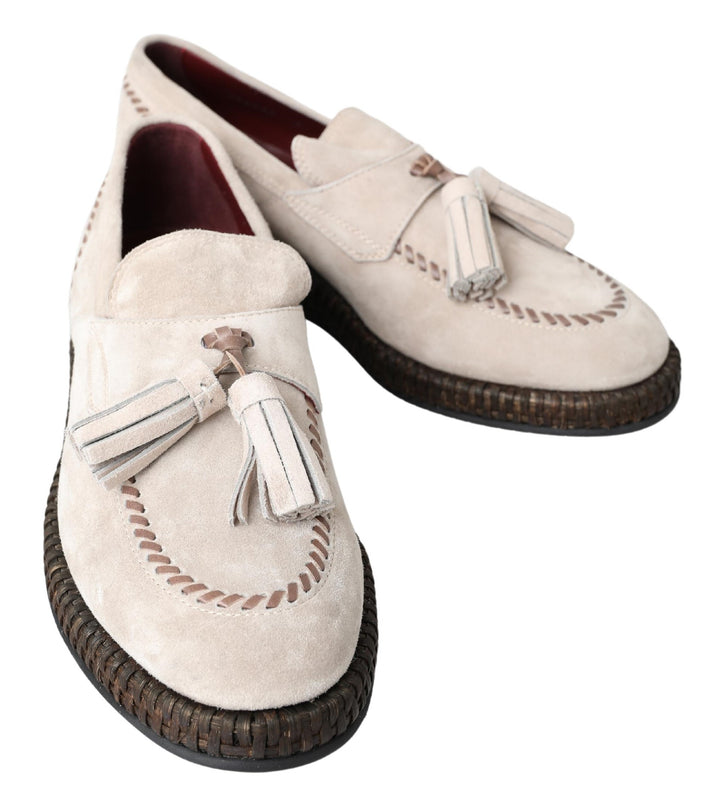 Elfenbeinfarbene Wildleder Herren Espadrille Schuhe
