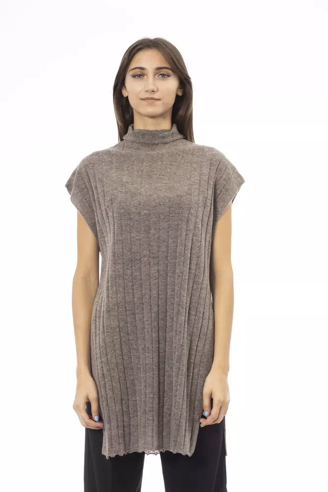 Brauner Wollpullover für Damen
