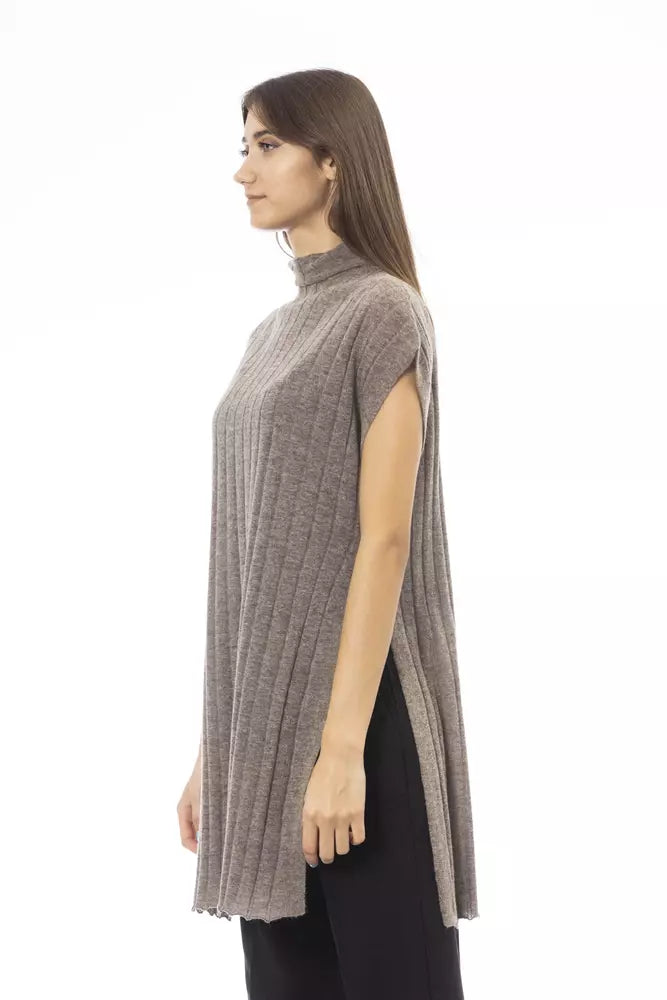 Brauner Wollpullover für Damen