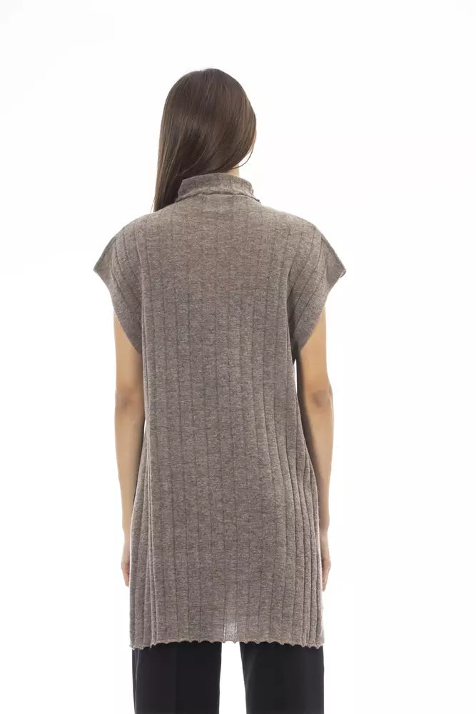Brauner Wollpullover für Damen