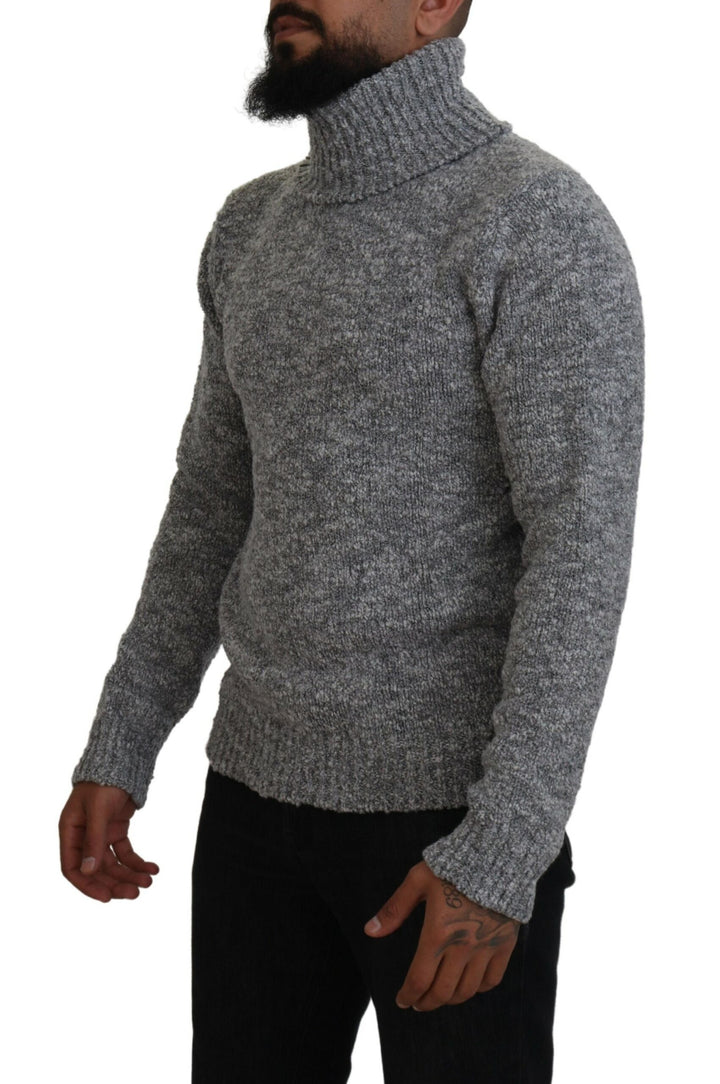 Elegant grey wool blend turtleneck sweater