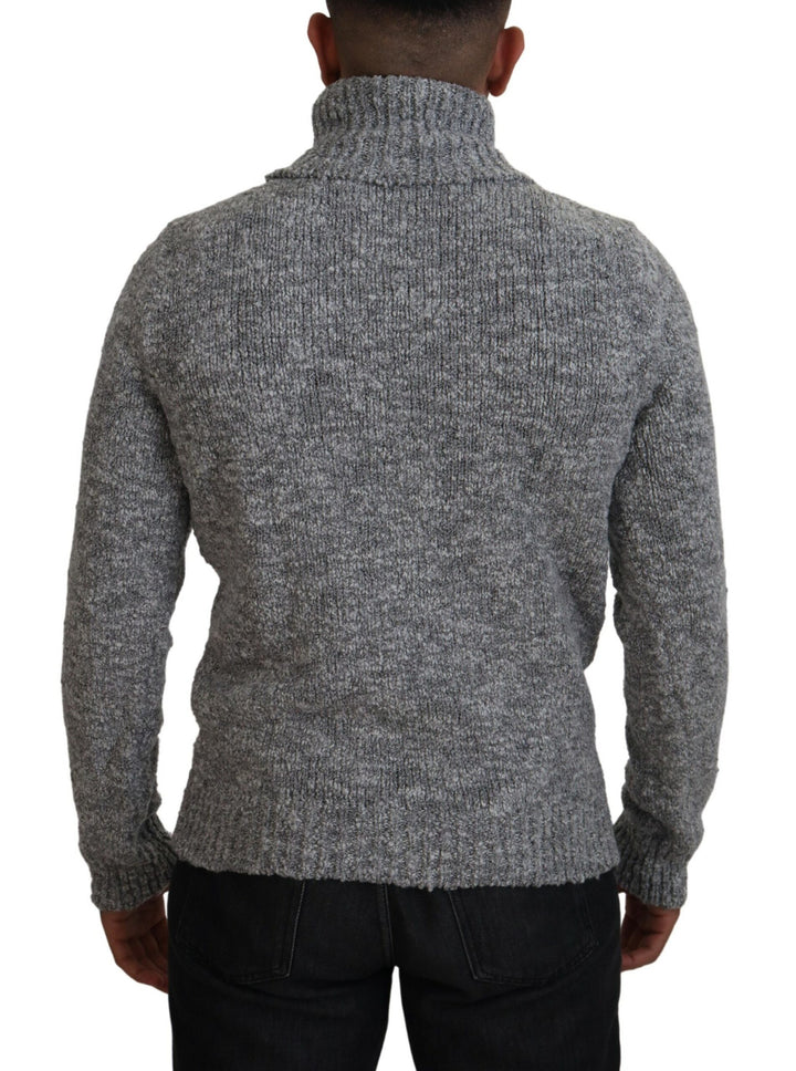 Elegant grey wool blend turtleneck sweater