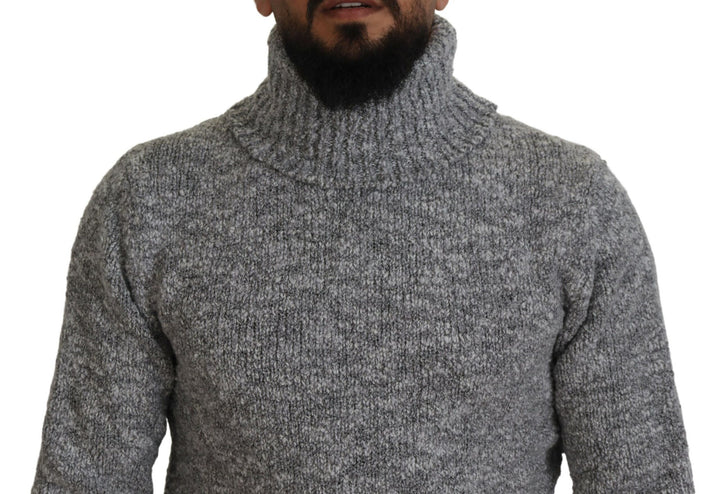 Elegant grey wool blend turtleneck sweater