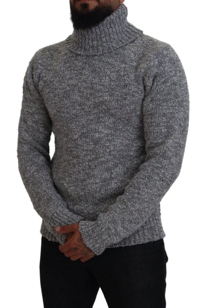 Elegant grey wool blend turtleneck sweater