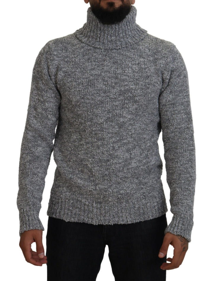 Elegant grey wool blend turtleneck sweater