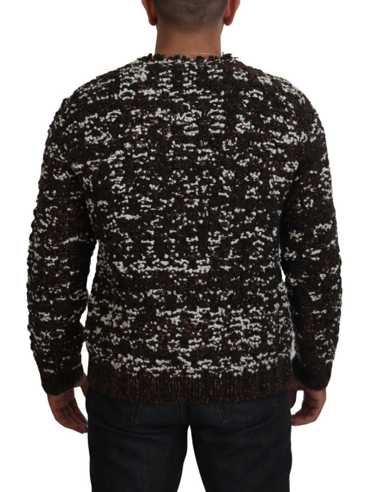 Brauner Pullover aus gestrickter Wolle Fatto A Mano