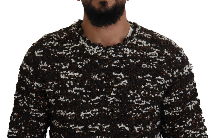 Brauner Pullover aus gestrickter Wolle Fatto A Mano