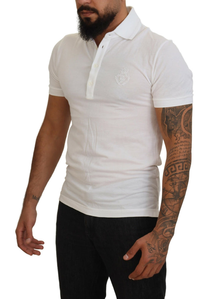Weißes Logo-Polo-T-Shirt aus Baumwolle mit kurzen Ärmeln