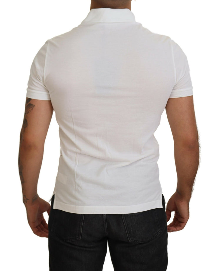 Weißes Logo-Polo-T-Shirt aus Baumwolle mit kurzen Ärmeln