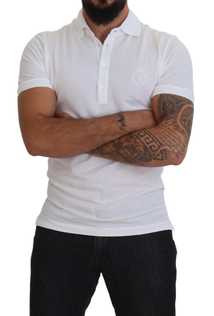 Weißes Logo-Polo-T-Shirt aus Baumwolle mit kurzen Ärmeln
