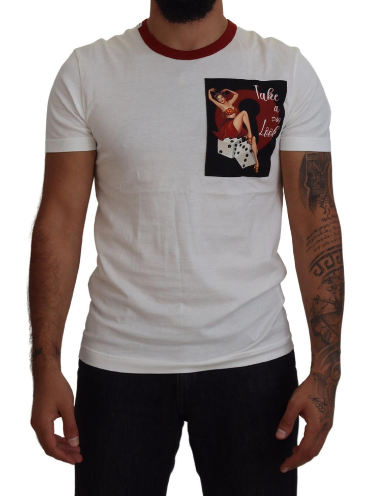 Elegant white round-neck cotton T-shirt