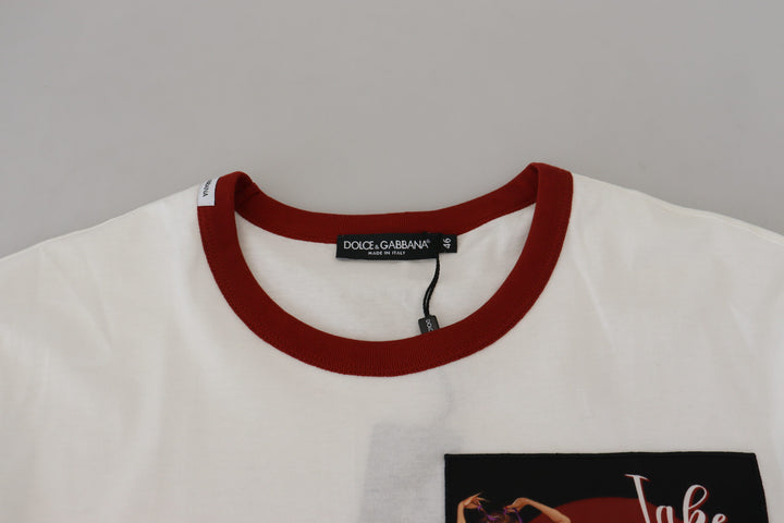 Elegant white round-neck cotton T-shirt