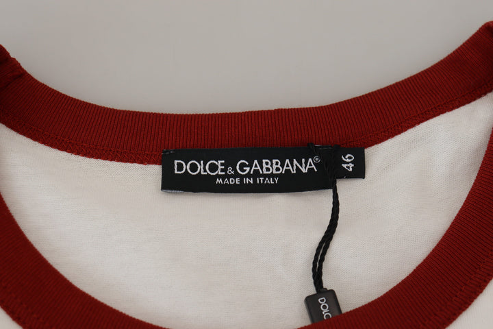 Elegant white round-neck cotton T-shirt