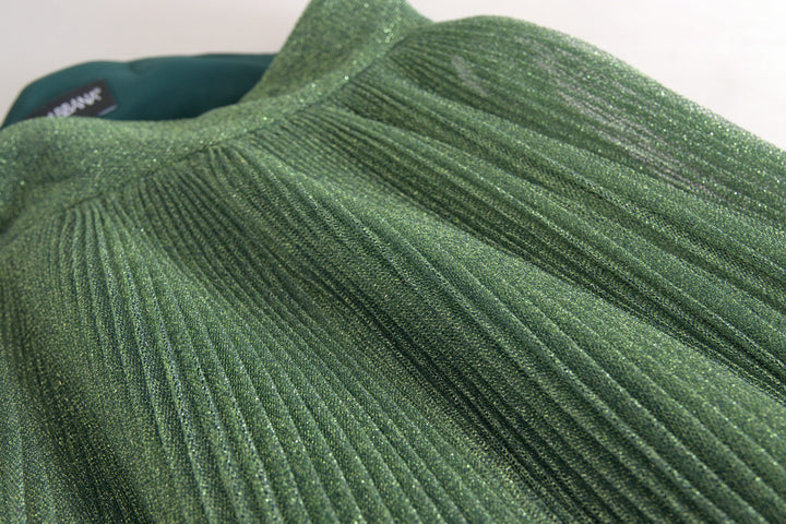 Grüner Metallic-Faltenrock mit hoher Taille und Faltenwurf