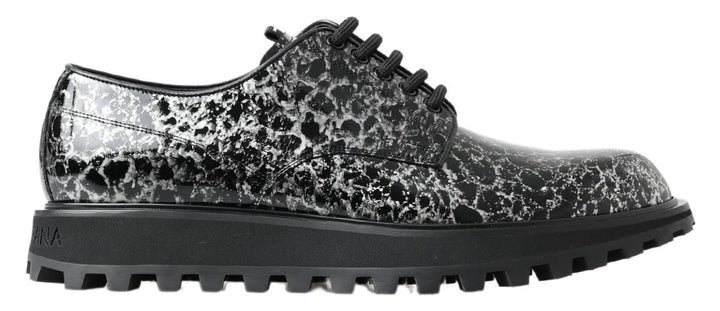 Schwarz Weiß Derby Lackleder Schuhe