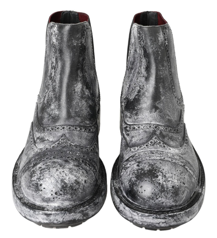 Schwarzgraue Lederstiefeletten