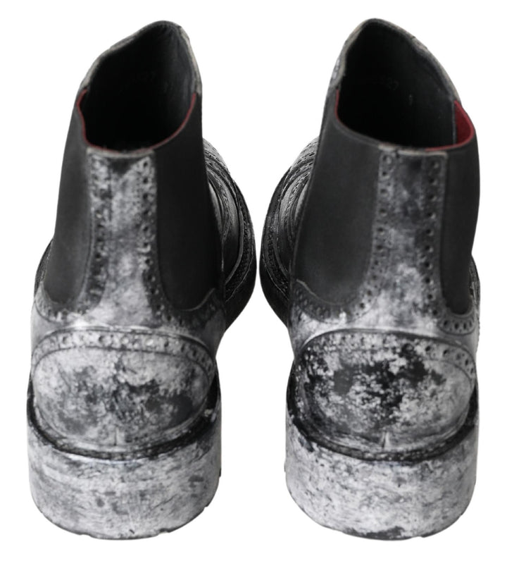 Schwarzgraue Lederstiefeletten