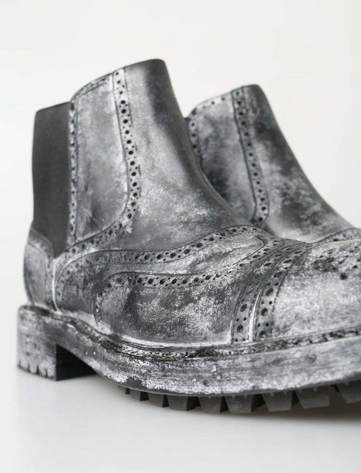 Schwarzgraue Lederstiefeletten
