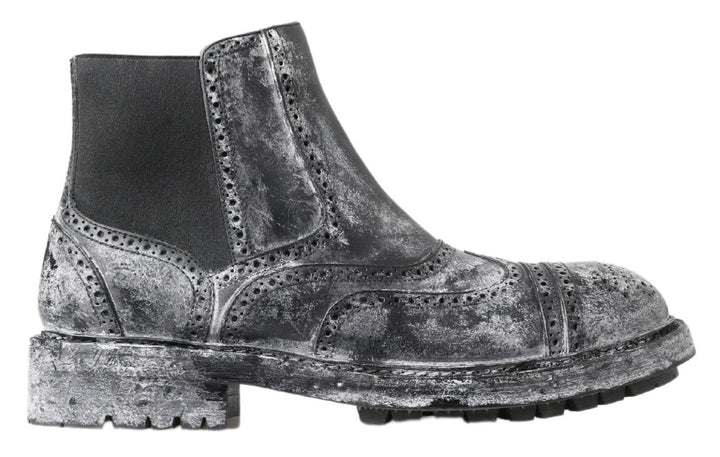 Schwarzgraue Lederstiefeletten
