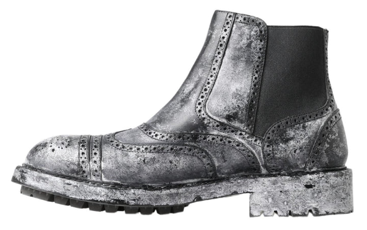 Schwarzgraue Lederstiefeletten