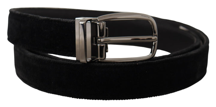Elegant designer belt made of black velvet