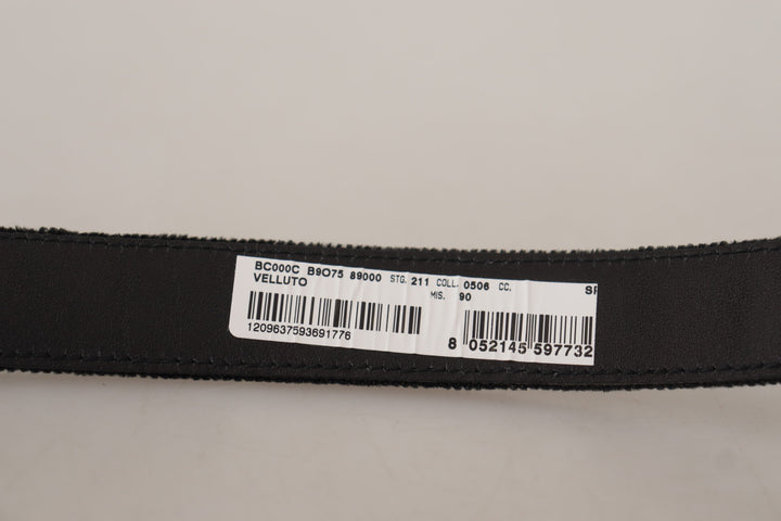 Elegant designer belt made of black velvet