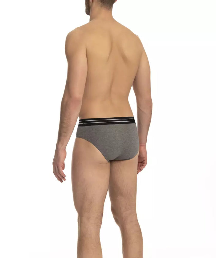 Grey cotton men's underwear three-pack