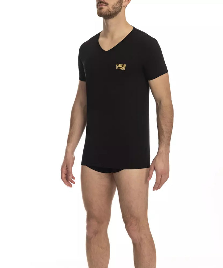 Schwarzes Baumwoll-T-Shirt für Männer
