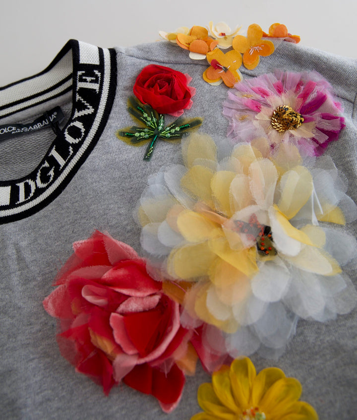 Grauer DG Amore Queen Pullover mit Blumenmuster