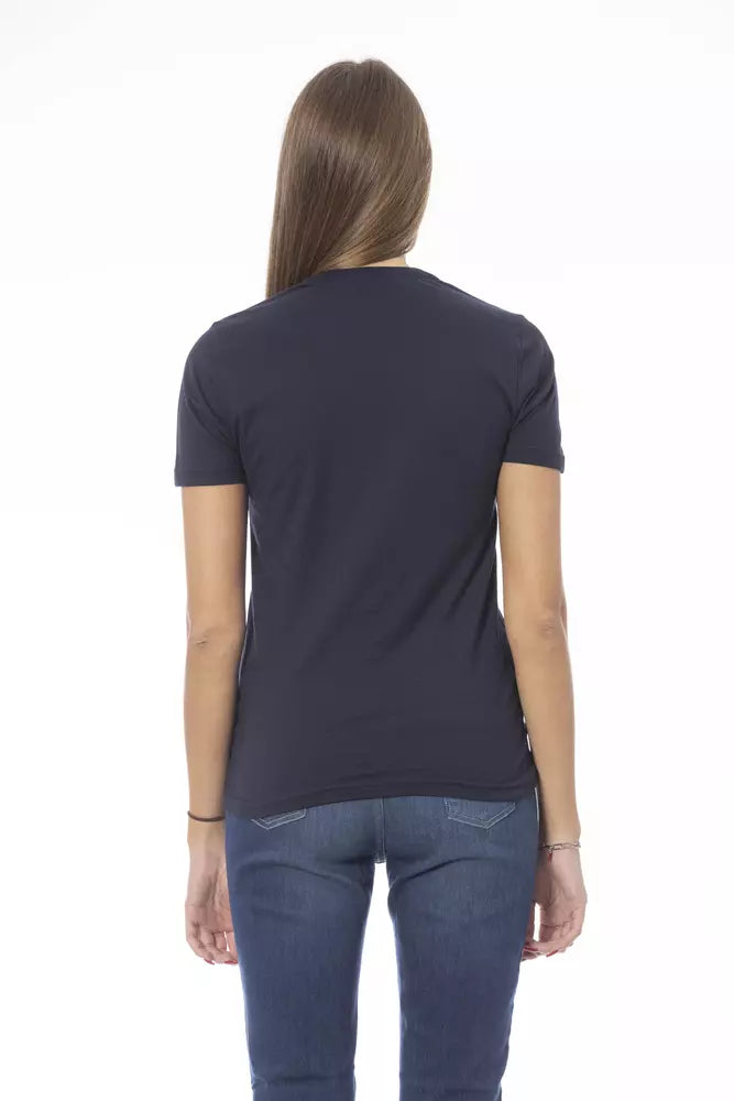 T-Shirt aus blauer Baumwolle für Frauen
