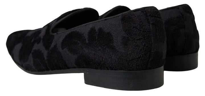 Schwarzer Brokat Loafers Formelle Schuhe