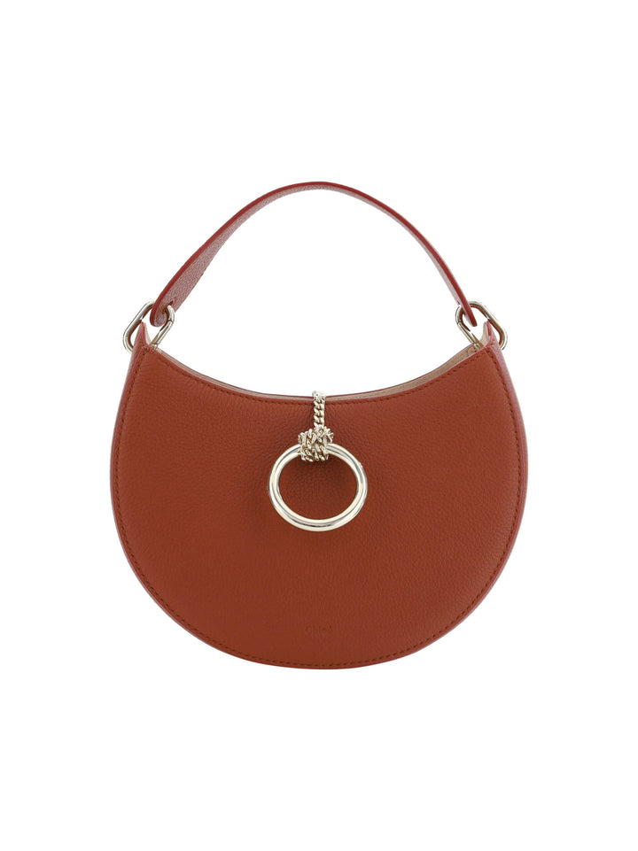 Sepia brown small Arlène leather shoulder bag