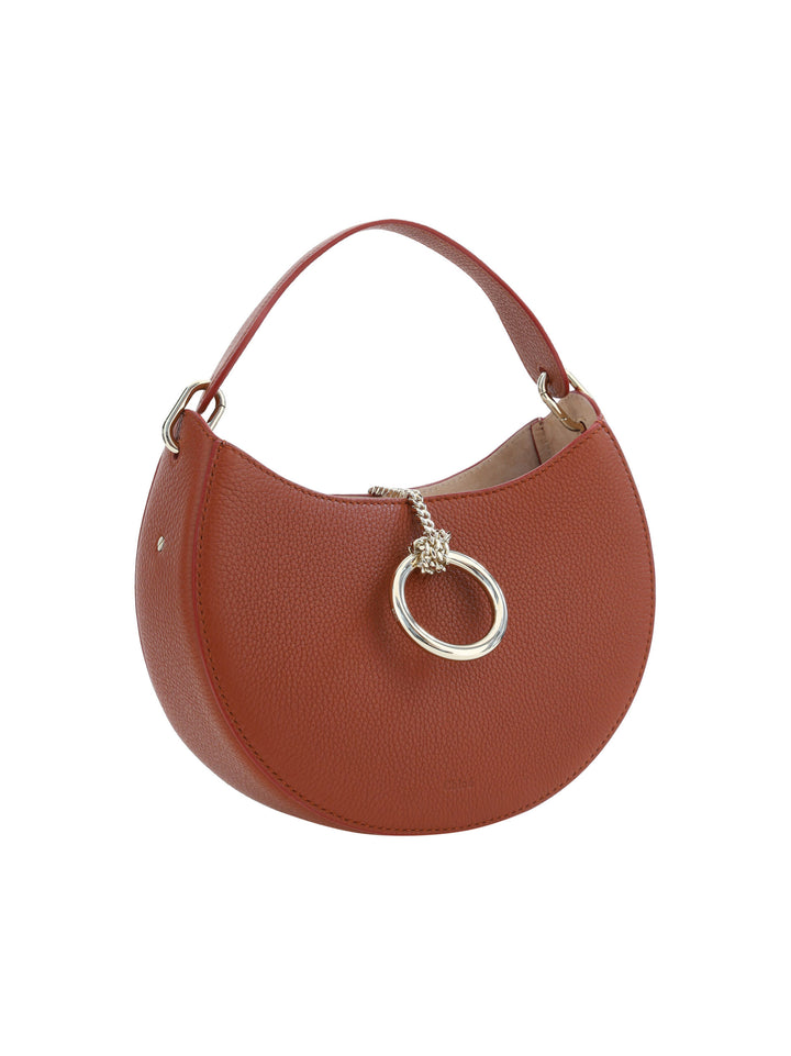 Sepia brown small Arlène leather shoulder bag