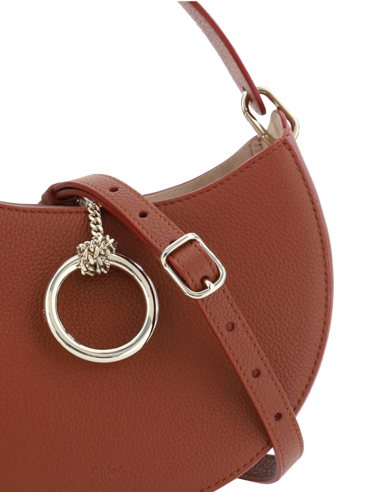 Sepia brown small Arlène leather shoulder bag