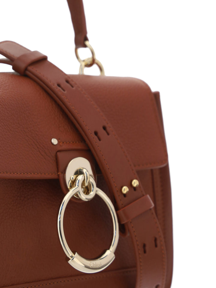 Elegant shoulder handbag made of brown calfskin in sepia