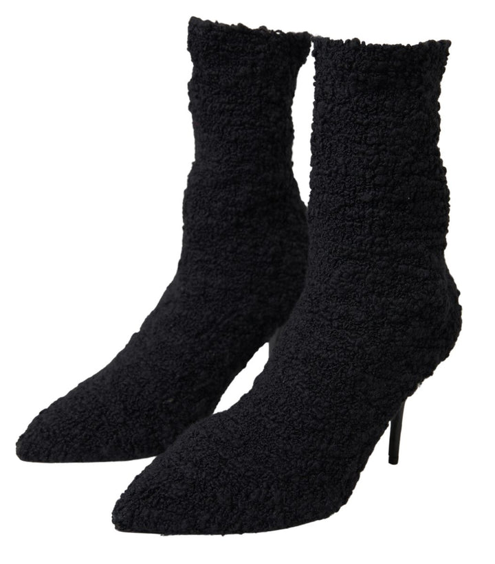 Schwarze Stiletto Heels Mittlere Wadenstiefel