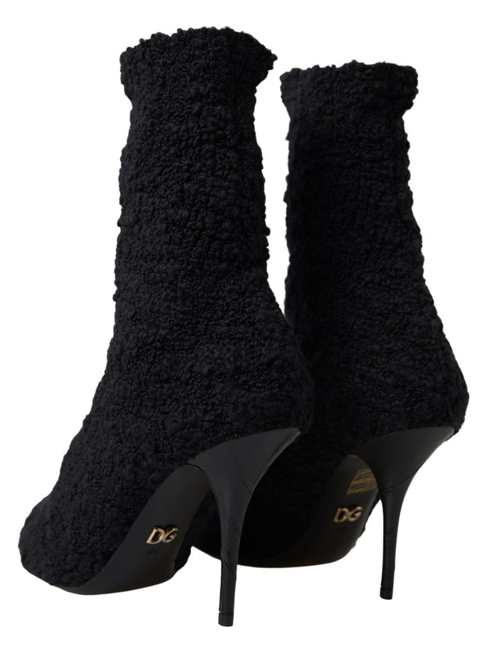 Schwarze Stiletto Heels Mittlere Wadenstiefel