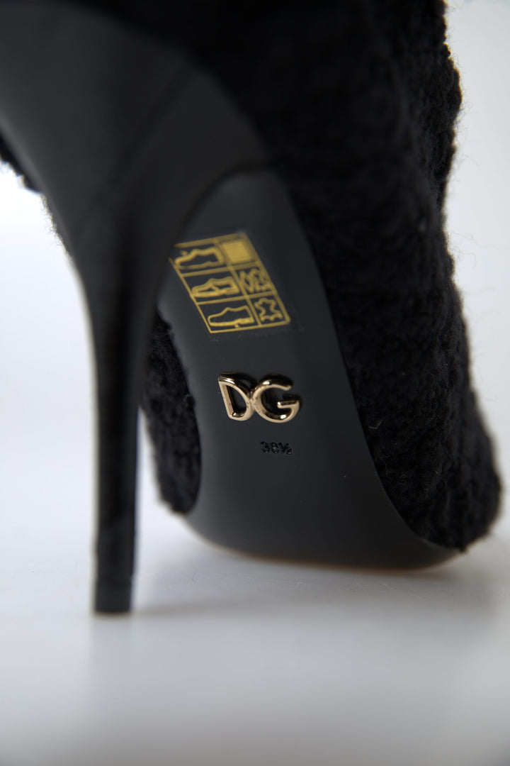 Schwarze Stiletto Heels Mittlere Wadenstiefel