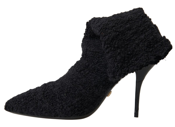 Schwarze Stiletto Heels Mittlere Wadenstiefel