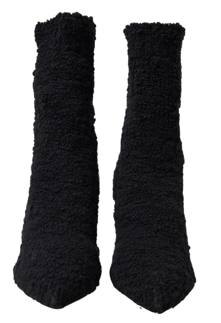 Schwarze Stiletto Heels Mittlere Wadenstiefel