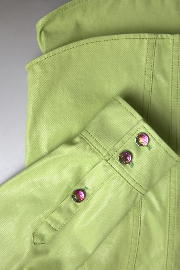Elegant light green cotton shirt with button placket