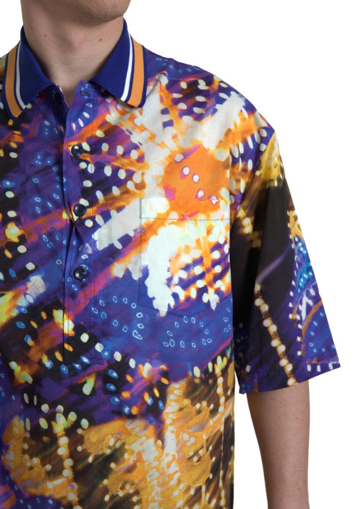 Luminaire Print Baumwoll-Polo-Top Herren-Shirt