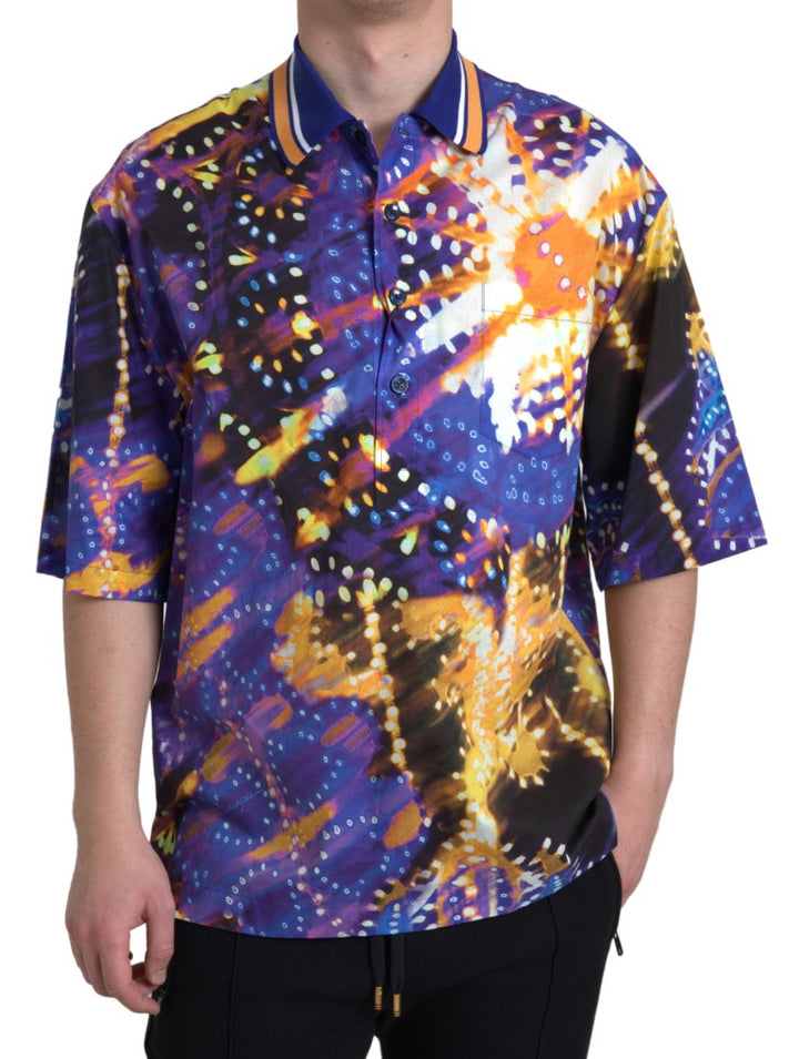 Luminaire Print Baumwoll-Polo-Top Herren-Shirt