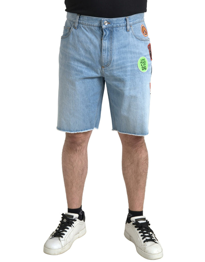 Hellblaue Baumwolle Herren Bermuda Denim Shorts