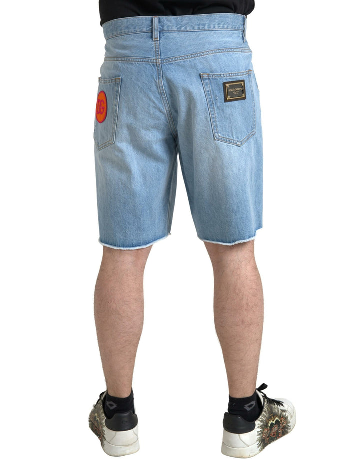 Hellblaue Baumwolle Herren Bermuda Denim Shorts